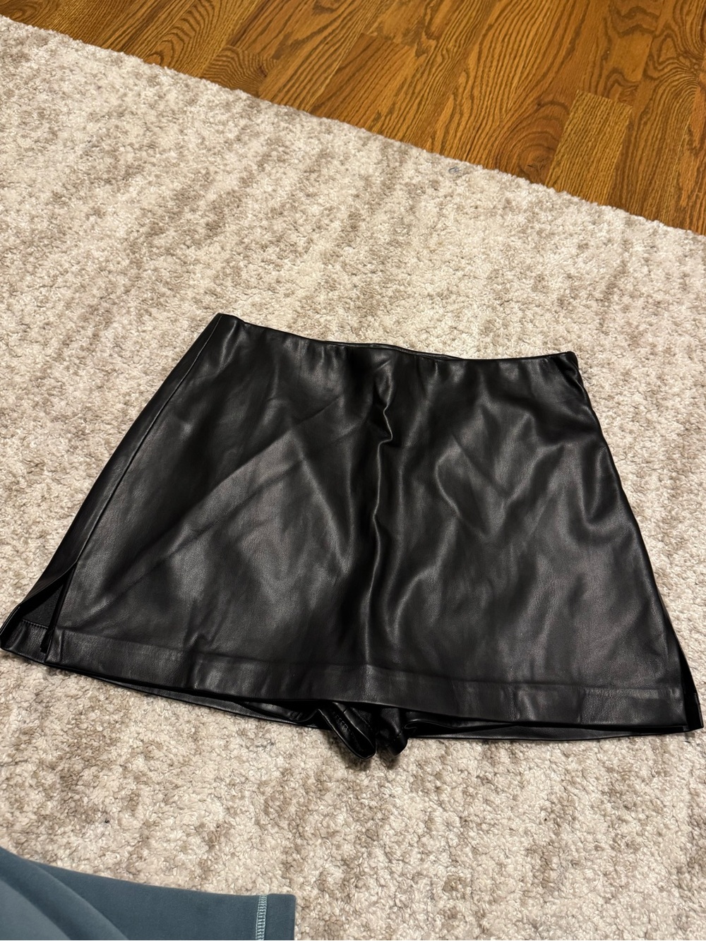 Express Editor Black Faux Leather Skort